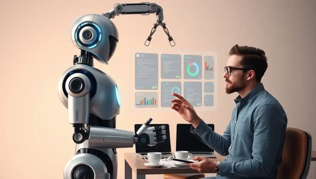 Asistente digital automatizado ayudando en tareas de un negocio online