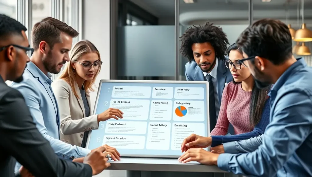 Equipo colaborando con roles claros gracias a la optimización de procesos