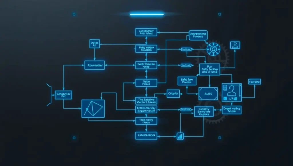 Diagrama abstracto que representa cómo automatizar un negocio digital