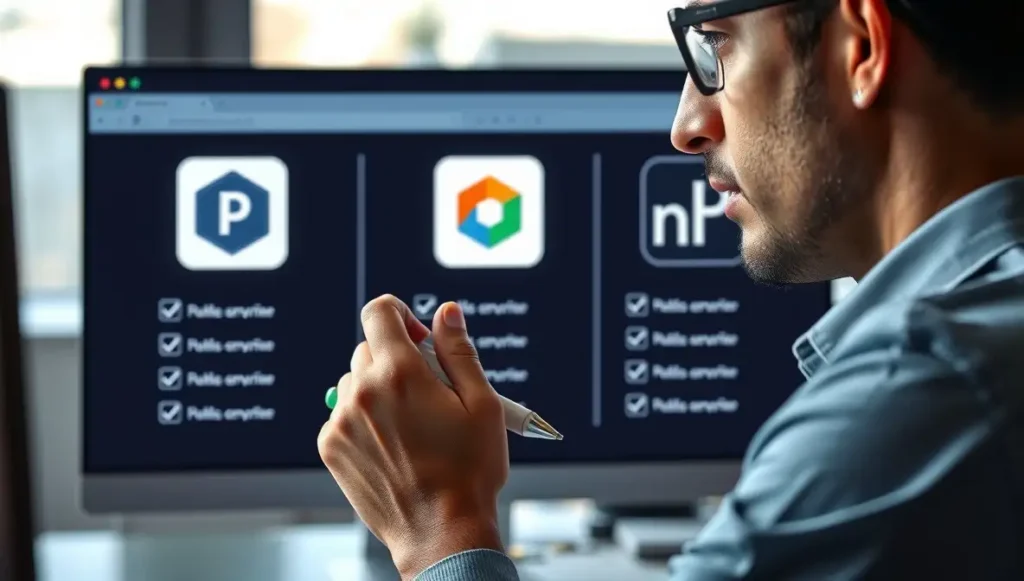  Emprendedor eligiendo herramientas digitales para su negocio.