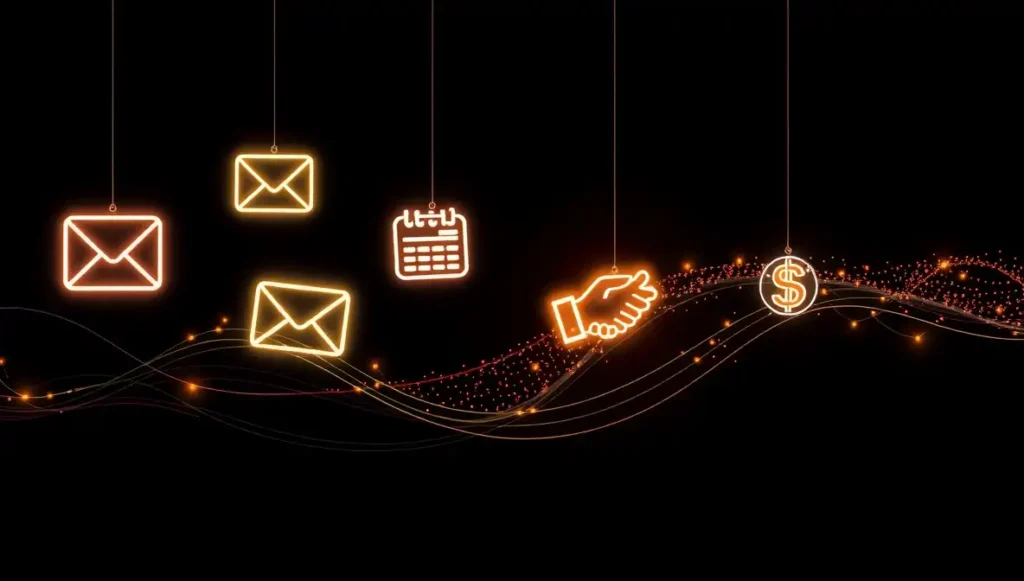 Flujo visual de las etapas de un embudo de ventas.