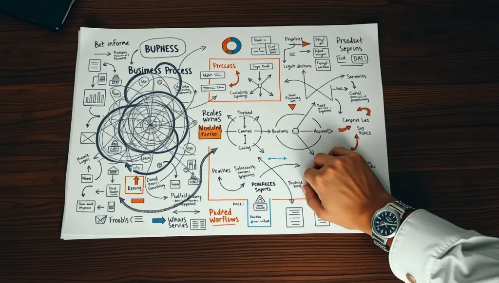 Mano de socio estratégico simplificando un flujo de trabajo complejo