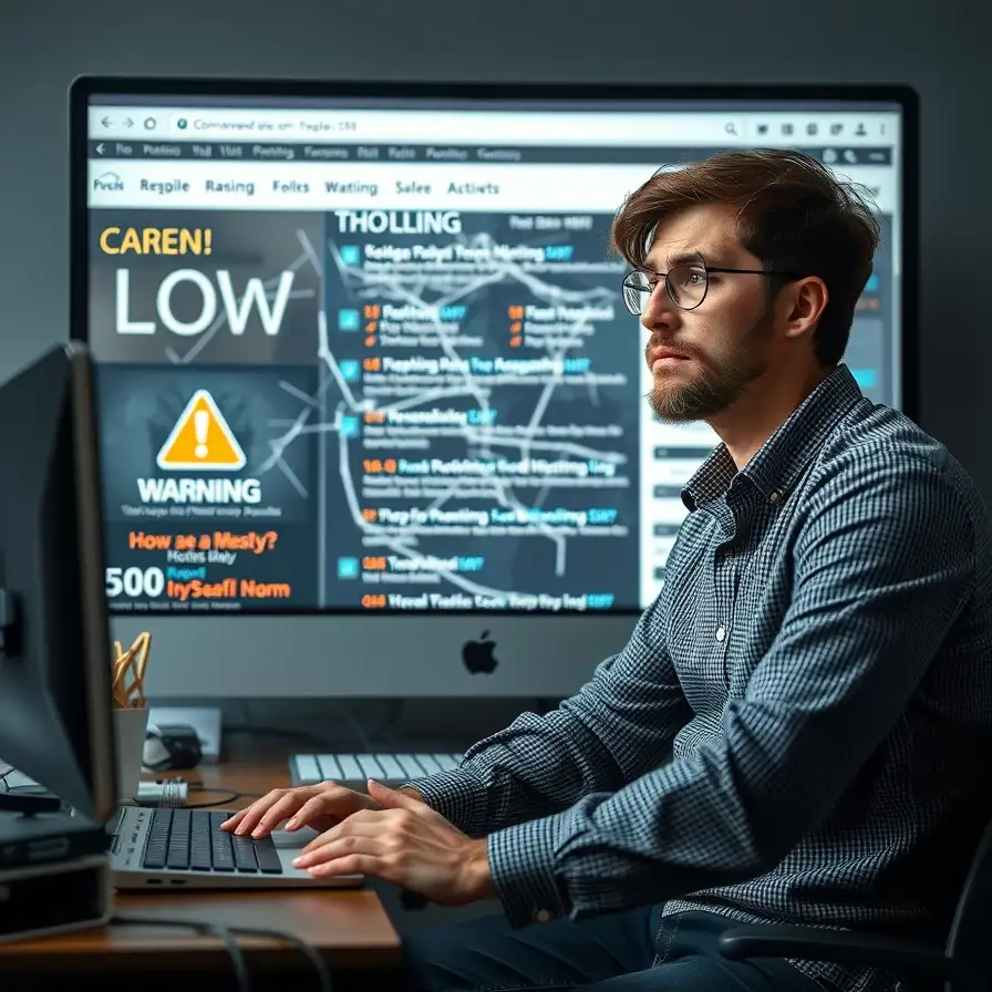Persona con frustración frente a sitio WordPress con errores