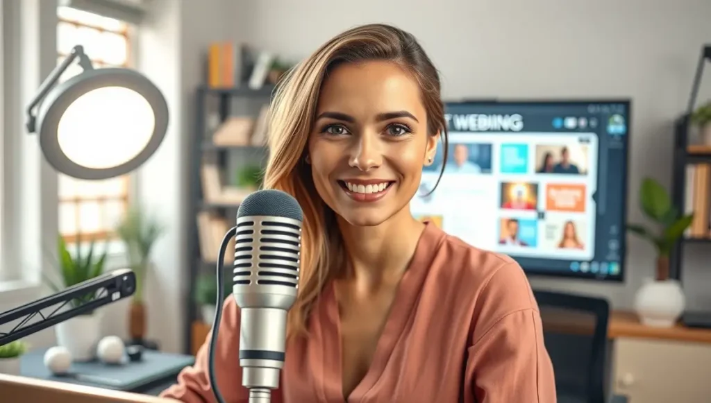 Emprendedora dando un webinar en directo como parte de su estrategia de marketing digital