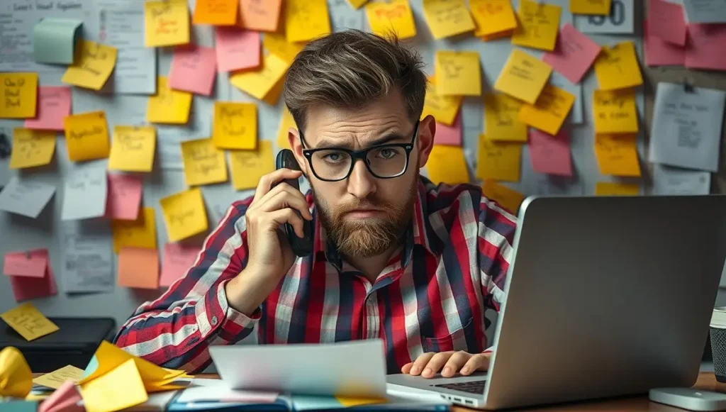 Emprendedor abrumado por tareas, señal de que necesita la externalización de servicios